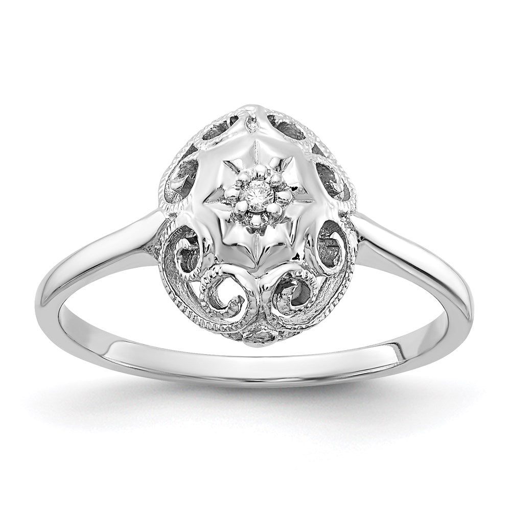 14K Weißgold Ring mit echtem Diamanten
