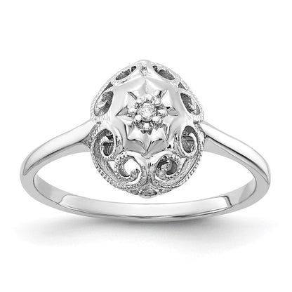 14K Weißgold Ring mit echtem Diamanten
