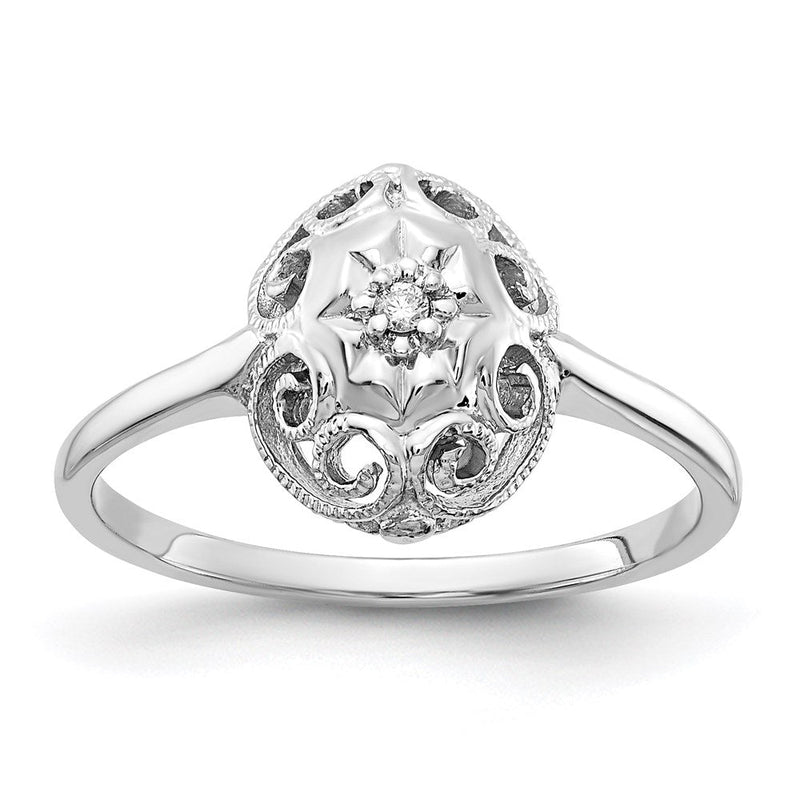 14K Weißgold Ring mit echtem Diamanten