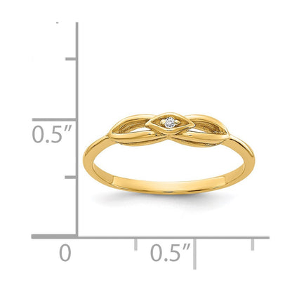 14K Gelbgold Diamantring, poliert, AA