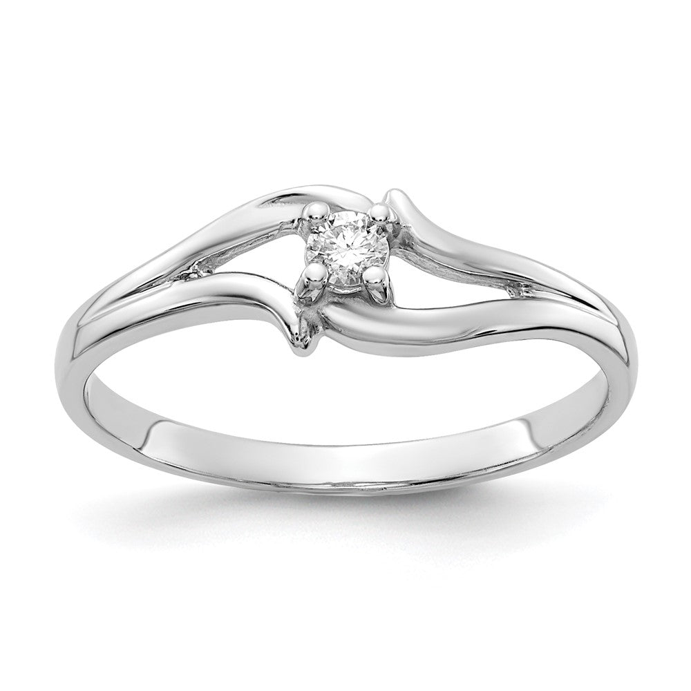 14K Weißgold Ring mit echtem Diamant