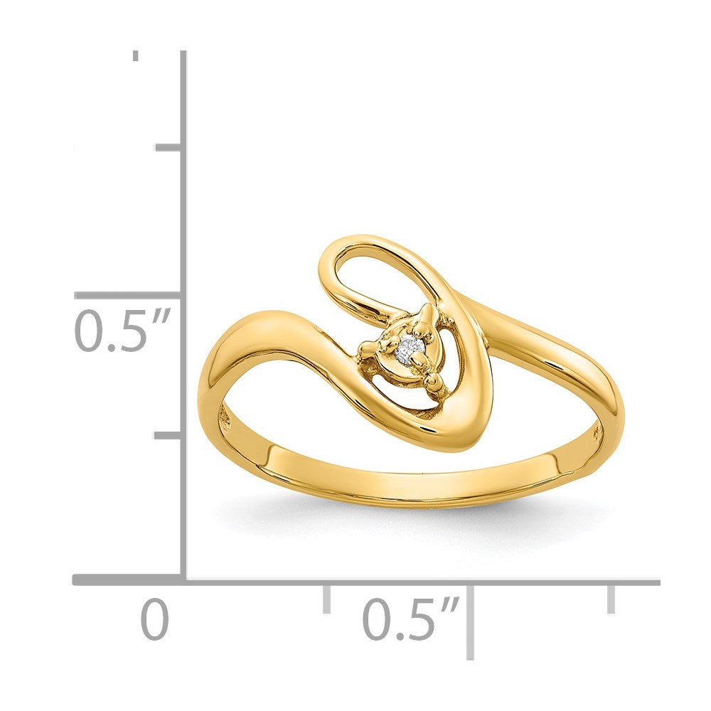 14K Gelbgold Gold Polierter AA Diamant Ring