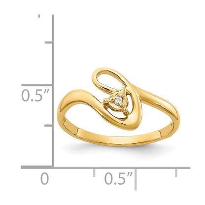 14K Gelbgold Gold Polierter AA Diamant Ring
