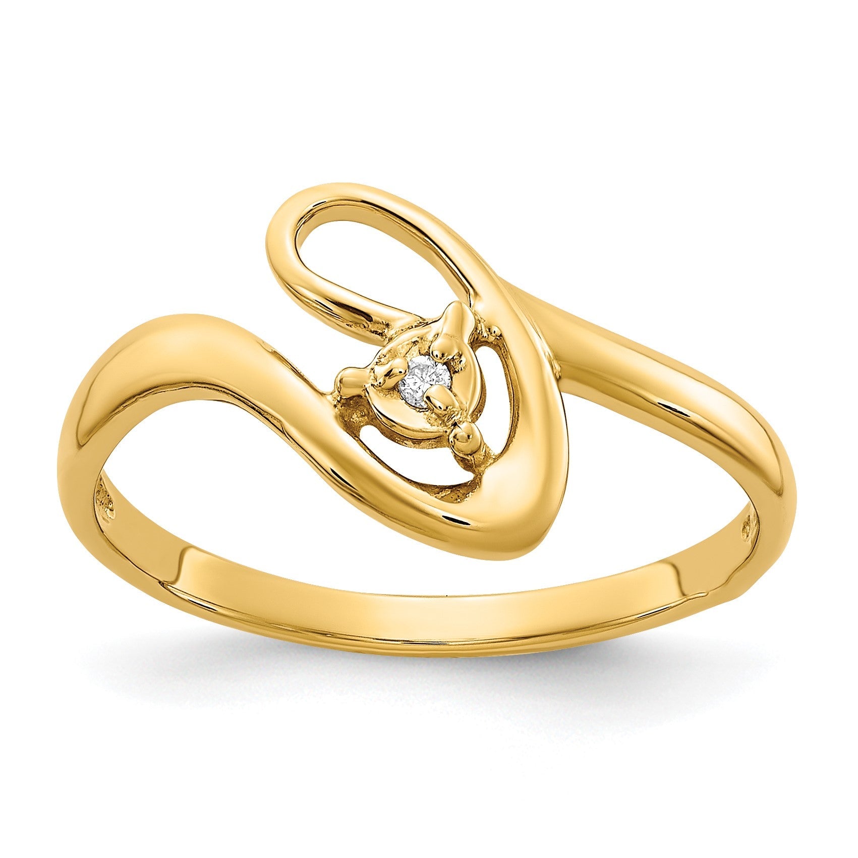 14K Gold Ring mit einem echten Diamanten
