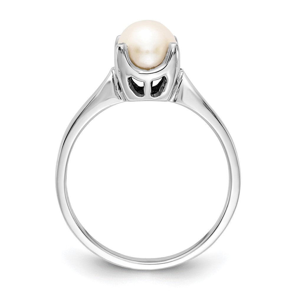 14K Weißgold Ring mit 6 mm Süßwasserzuchtperle