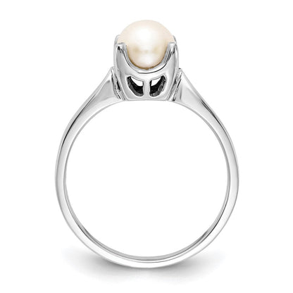 14K Weißgold Ring mit 6 mm Süßwasserzuchtperle