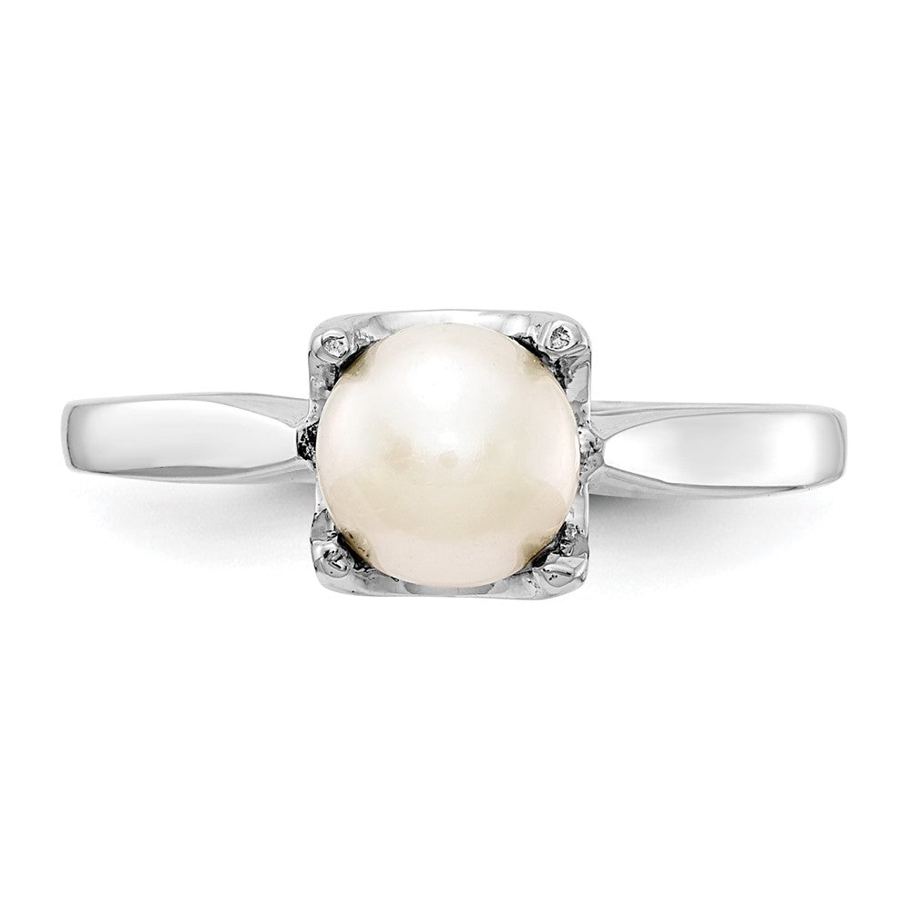 14K Weißgold Ring mit 6 mm Süßwasserzuchtperle