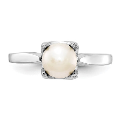 14K Weißgold Ring mit 6 mm Süßwasserzuchtperle