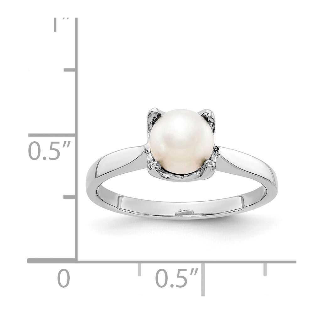 14K Weißgold Ring mit 6 mm Süßwasserzuchtperle