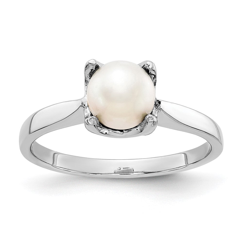 14K Weißgold Ring mit 6 mm Süßwasserzuchtperle