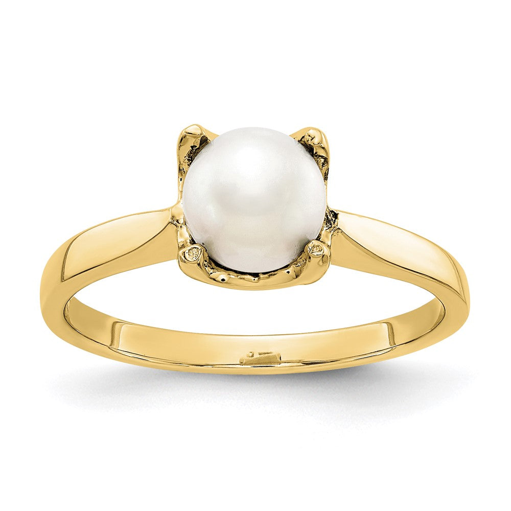14K Gelbgold 6mm Fw Zuchtperle Ring