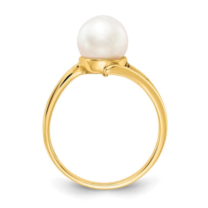 14K Gelbgold 7.5mm Fw Zuchtperle Ring