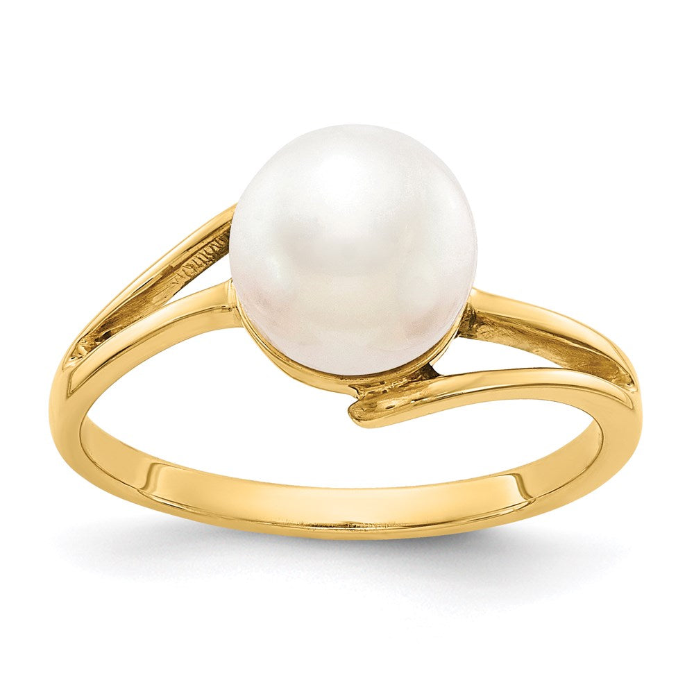 14K Gelbgold 7.5mm Fw Zuchtperle Ring