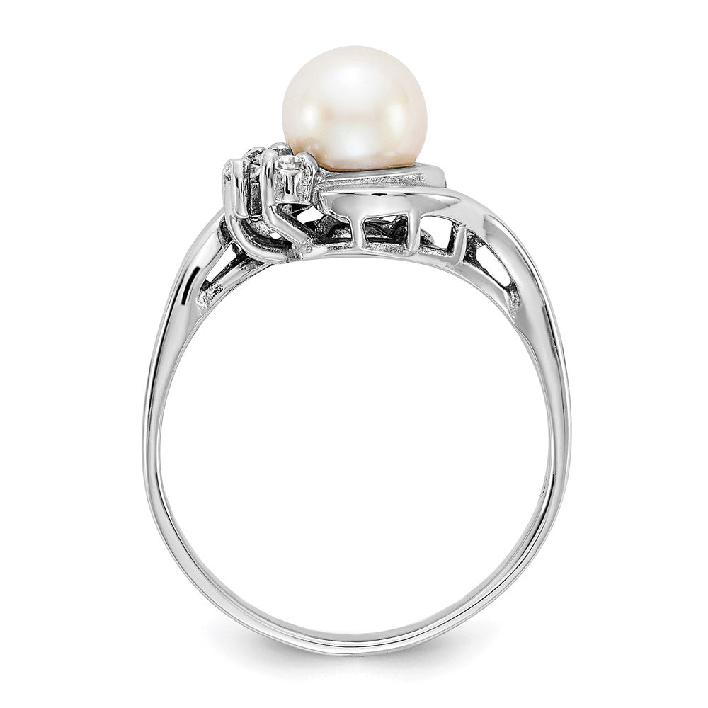 14K Gelbgold 6mm Fw Zuchtperle A Echt Diamant Ring