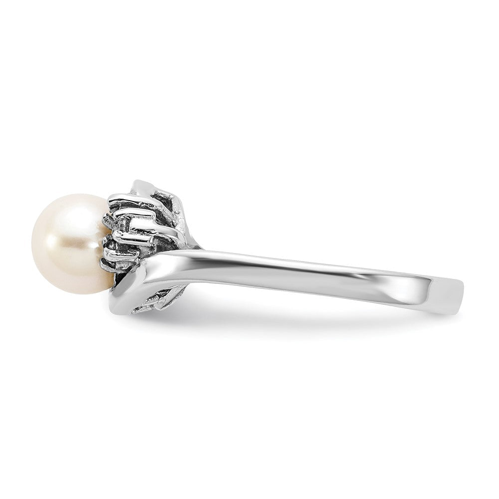 14K Gelbgold 6mm Fw Zuchtperle A Echt Diamant Ring