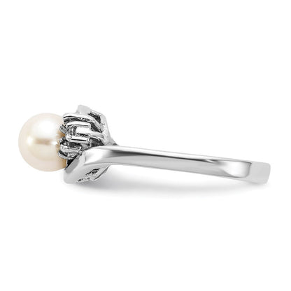 14K Gelbgold 6mm Fw Zuchtperle A Echt Diamant Ring