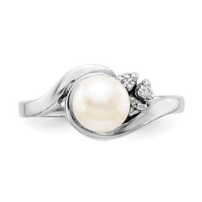14K Gelbgold 6mm Fw Zuchtperle A Echt Diamant Ring