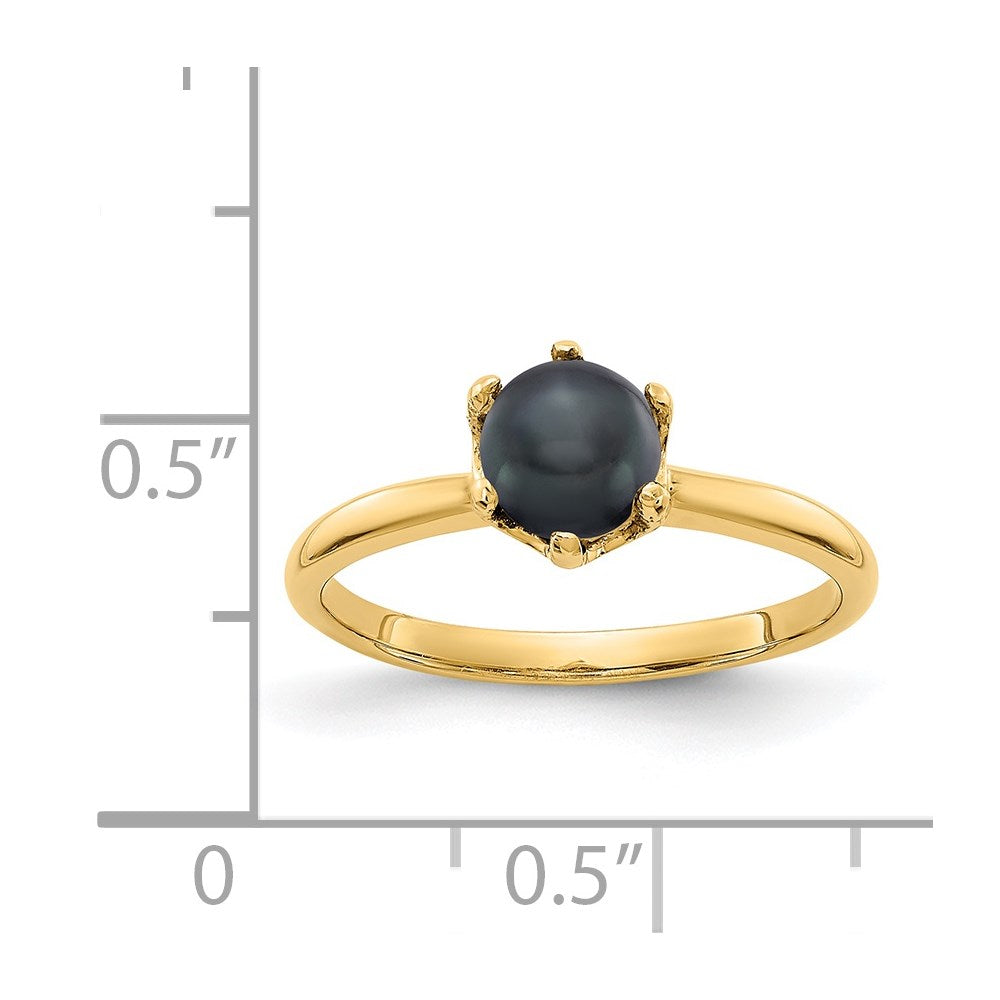 14K Gelbgold Ring mit 5,5 mm schwarzer FW Zuchtperle