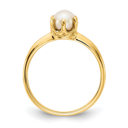14K Gelbgold Ring mit 5,5 mm Süßwasser-Zuchtperle