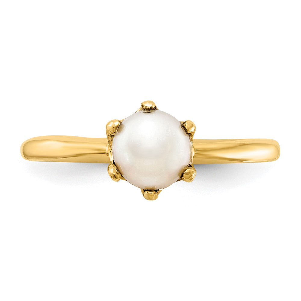 14K Gelbgold Ring mit 5,5 mm Süßwasser-Zuchtperle