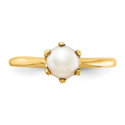 14K Gelbgold Ring mit 5,5 mm Süßwasser-Zuchtperle
