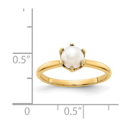 14K Gelbgold Ring mit 5,5 mm Süßwasser-Zuchtperle