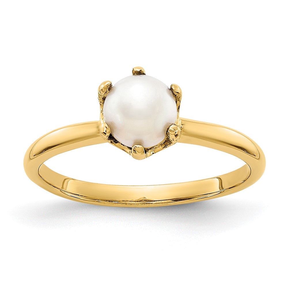 14K Gelbgold Ring mit 5,5 mm Süßwasser-Zuchtperle