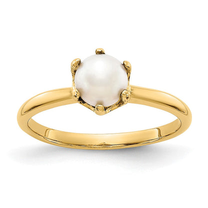 14K Gelbgold Ring mit 5,5 mm Süßwasser-Zuchtperle
