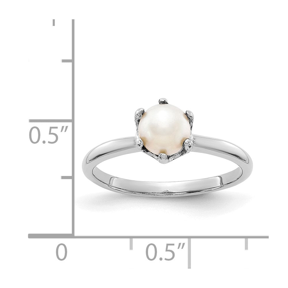 14K Weißgold Ring mit 5,5 mm Süßwasser-Zuchtperle