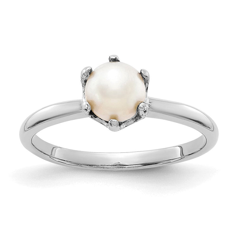 14K Weißgold Ring mit 5,5 mm Süßwasser-Zuchtperle