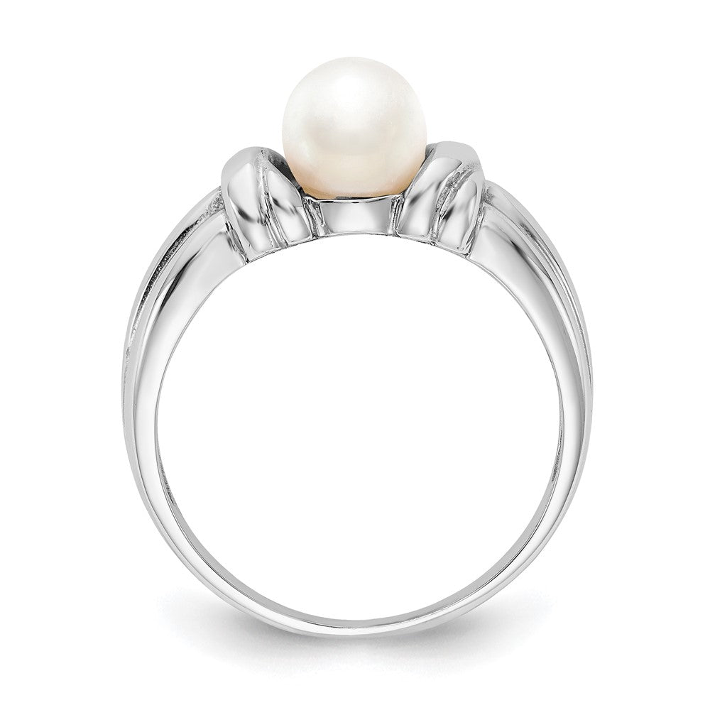 14K Weißgold Ring mit 6 mm Süßwasser-Zuchtperle