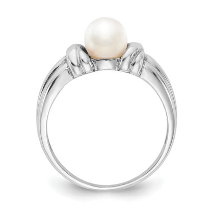 14K Weißgold Ring mit 6 mm Süßwasser-Zuchtperle