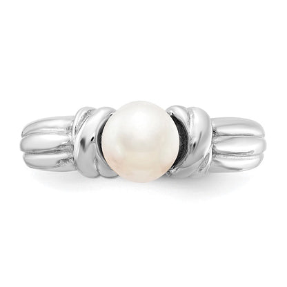 14K Weißgold Ring mit 6 mm Süßwasser-Zuchtperle