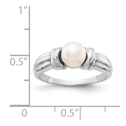 14K Weißgold Ring mit 6 mm Süßwasser-Zuchtperle