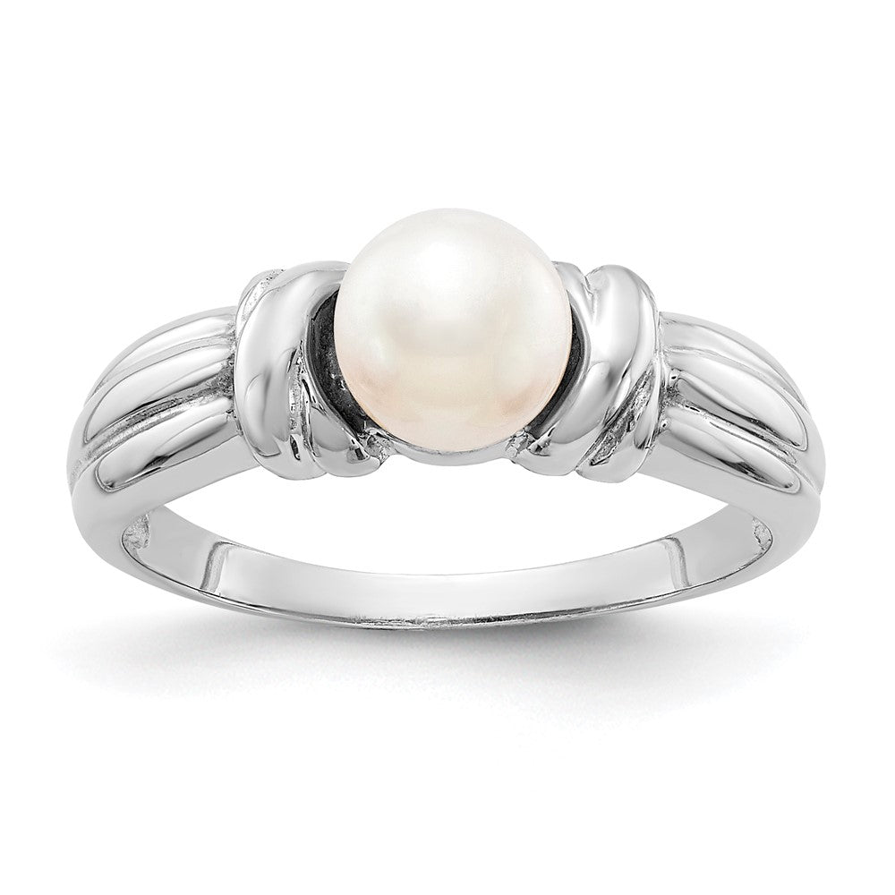 14K Weißgold Ring mit 6 mm Süßwasser-Zuchtperle