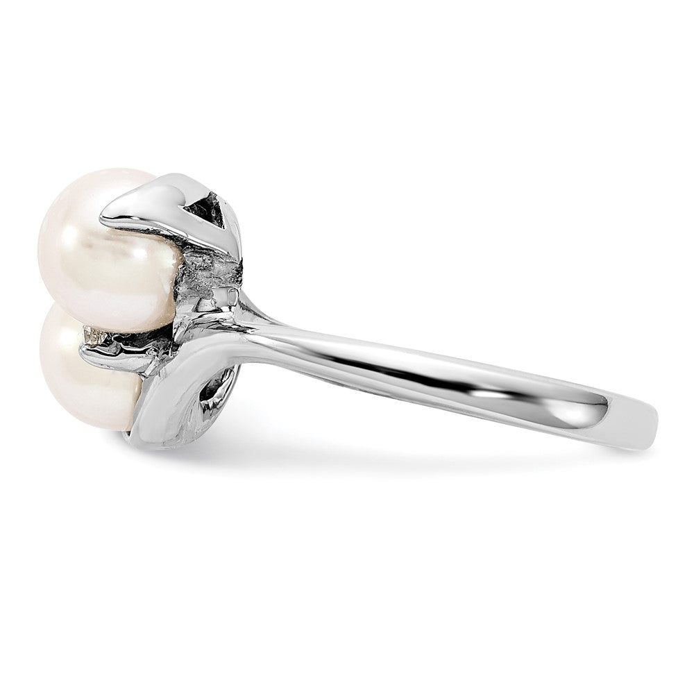 14K Weißgold 6mm Fw Zuchtperle A Diamant Ring