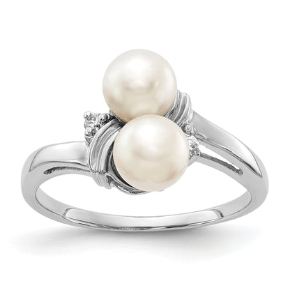 14K Weißgold 5.5mm Fw Zuchtperle A Diamant Ring