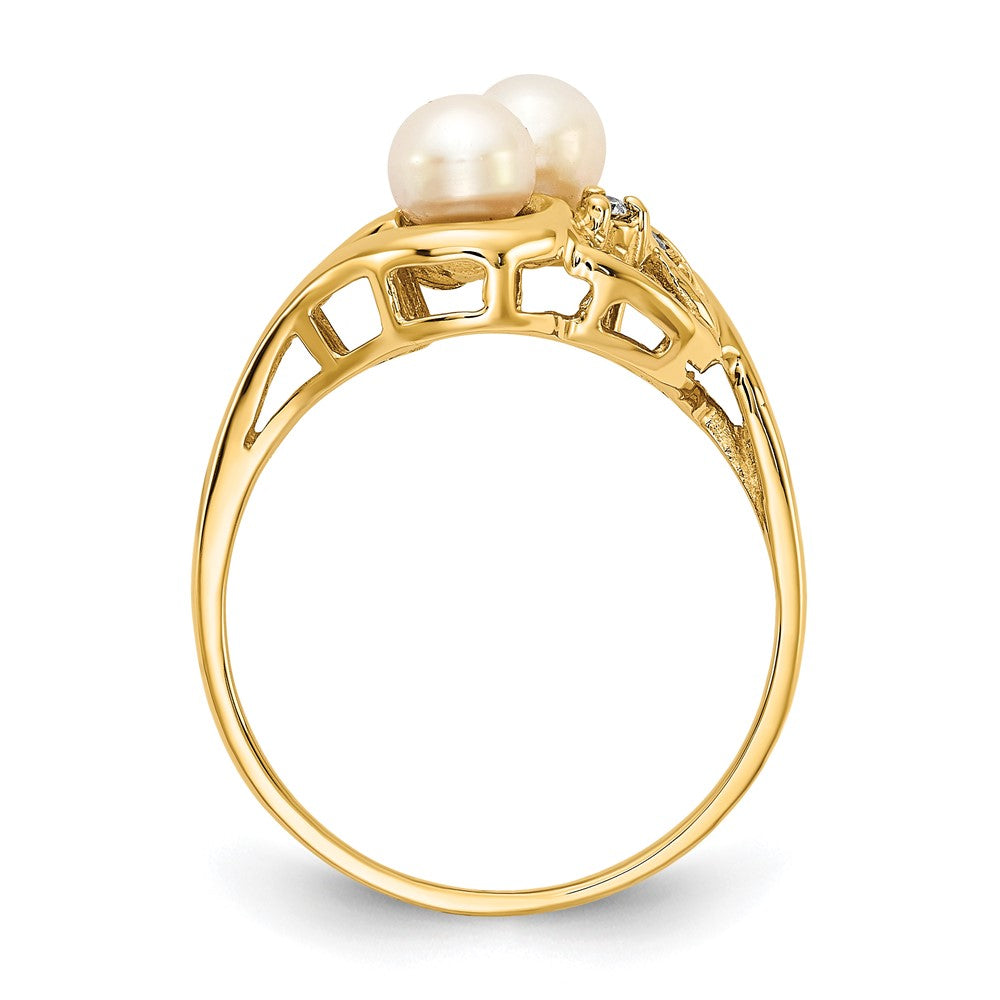 14K Gelbgold 4.5mm Fw Zuchtperle Vs Diamant Ring