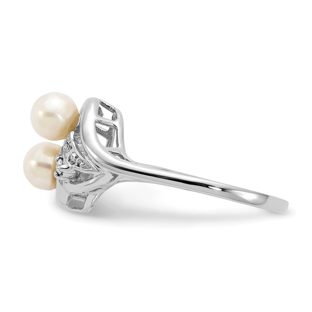 14K Weißgold 4.5mm Fw Zuchtperle Vs Diamant Ring