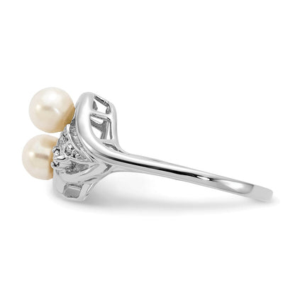 14K Weißgold 4.5mm Fw Zuchtperle A Diamant Ring