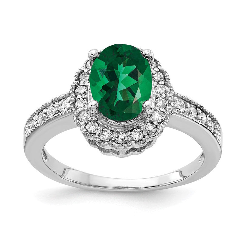 14K Weißgold Ring mit 8x6 mm ovaler Fassung mit St.-Helens-Achat und echtem Diamant
