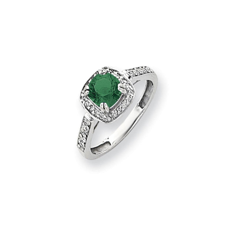 14K Weißgold Ring mit 6-mm-Mount-St.-Helens-Edelstein AAA und echten Diamanten