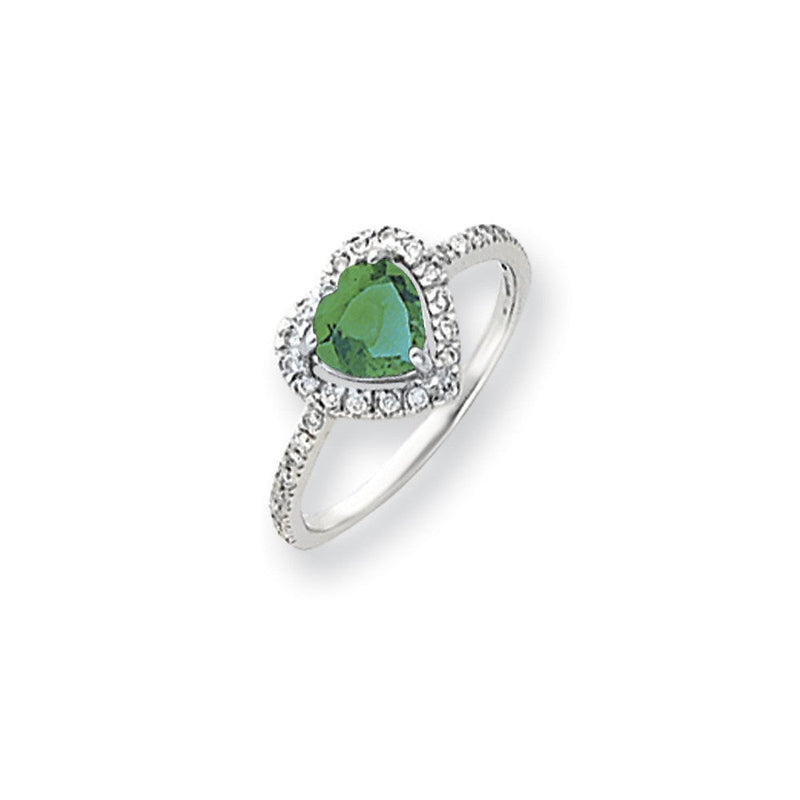 14K Weißgold Ring mit 6 mm herzförmigem Mount-St.-Helens-Stein und echten Diamanten VS