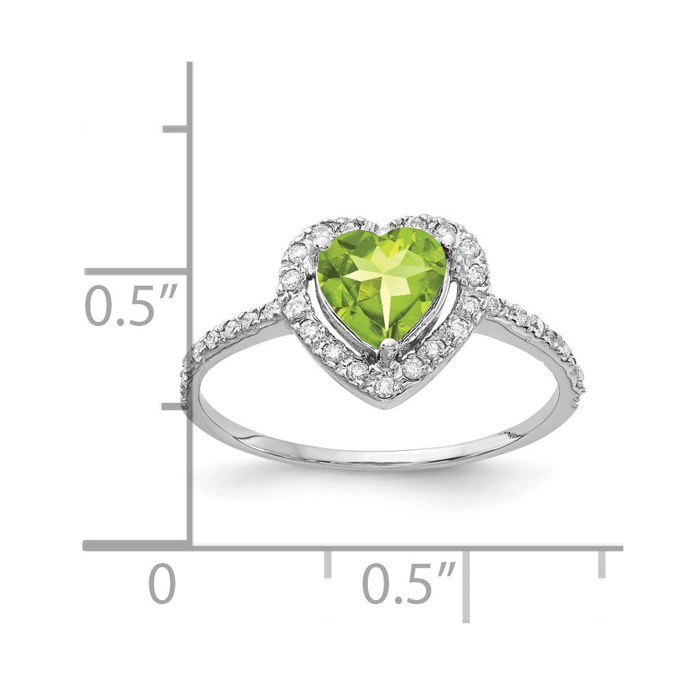14K Weißgold 6mm Herz Peridot A Echt Diamant Ring