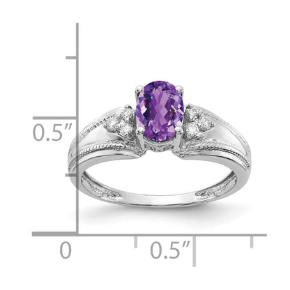 14K Weißgold 7x5mm Oval Amethyst Aaa Diamant Ring