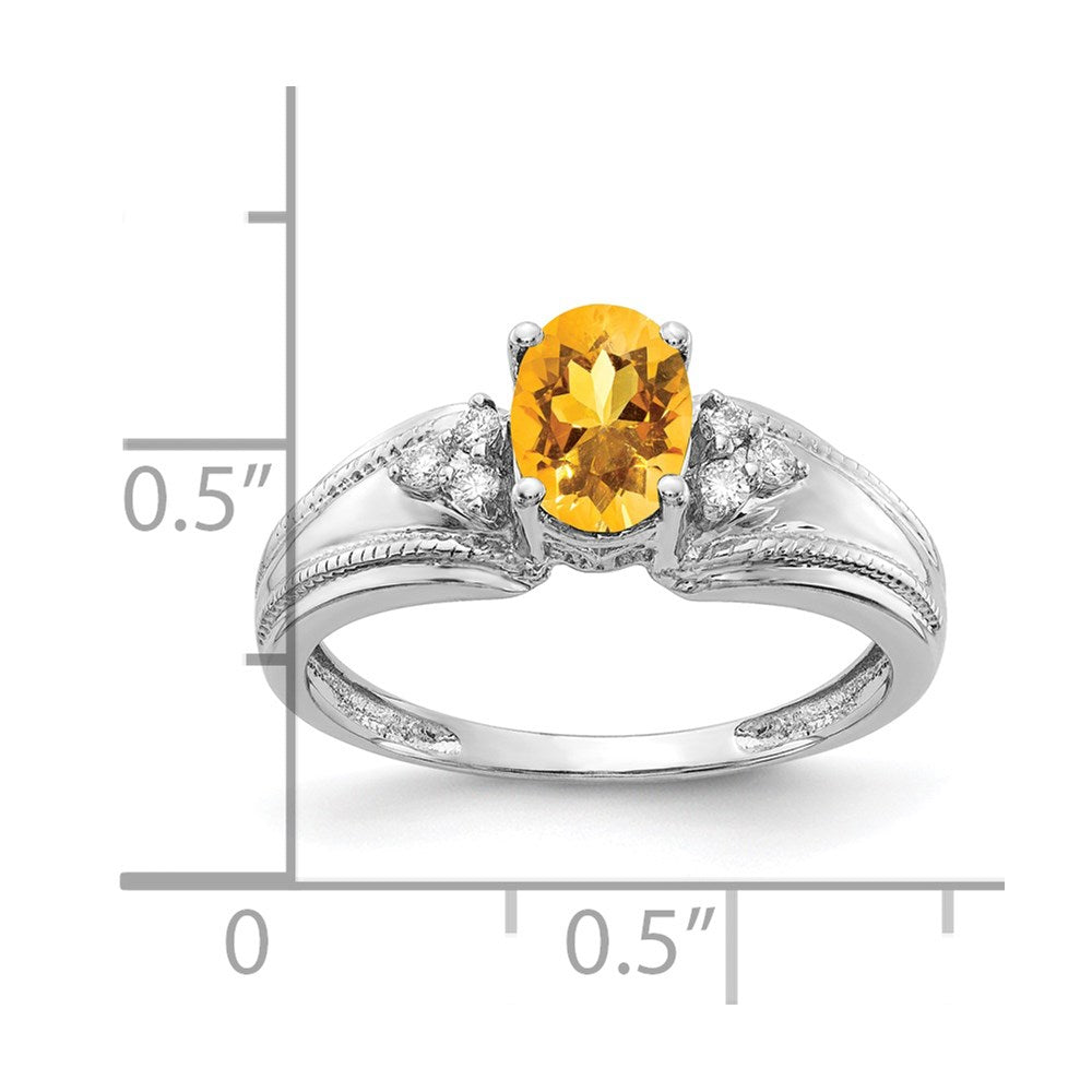 14K Weißgold 7x5mm Oval Citrin Vs Diamant Ring