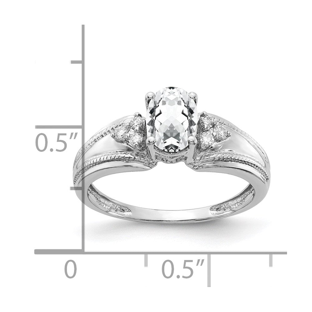 14K Weißgold 7x5mm Oval Zirkonia A Echt Diamant Ring