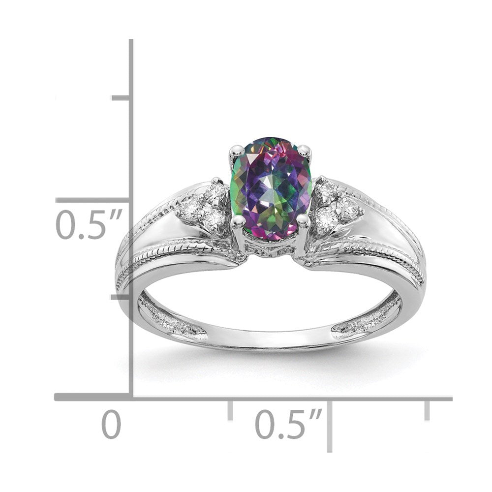 14K Weißgold Aa Diamant & Mystic Feuer Topas Ring