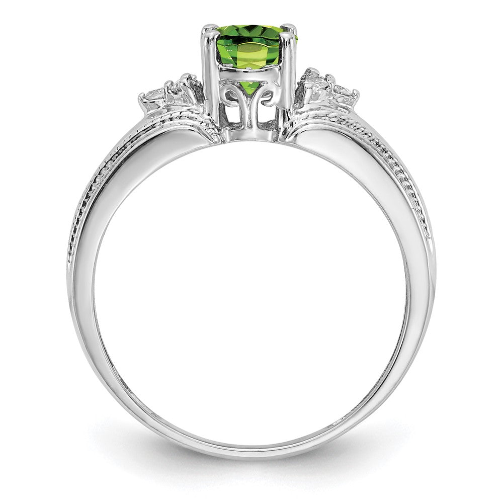 14K Weißgold 7x5mm Oval Peridot Aa Diamant Ring