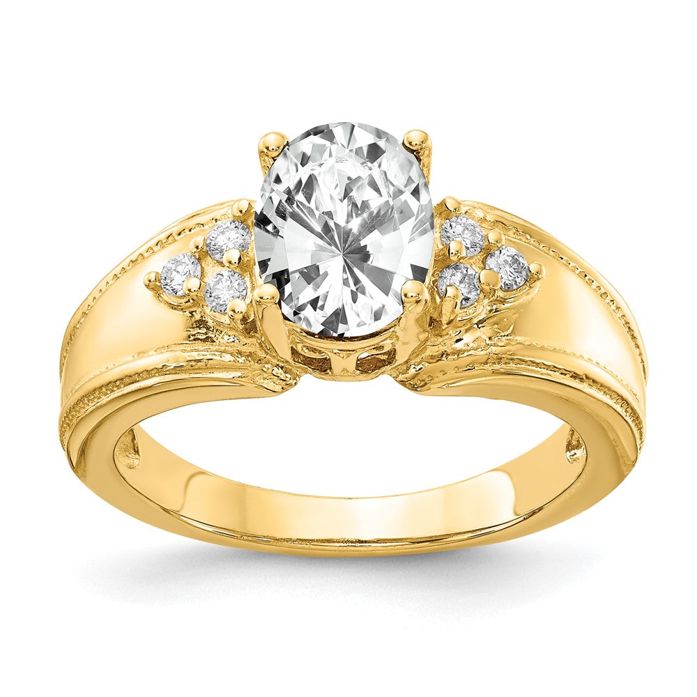 14K Gelbgold 8x6mm Oval Zirkonia Aa Diamant Ring
